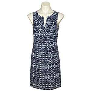 Ellie Kai Priscilla Sleeveless Dress, Blue White Print Women's Size 8